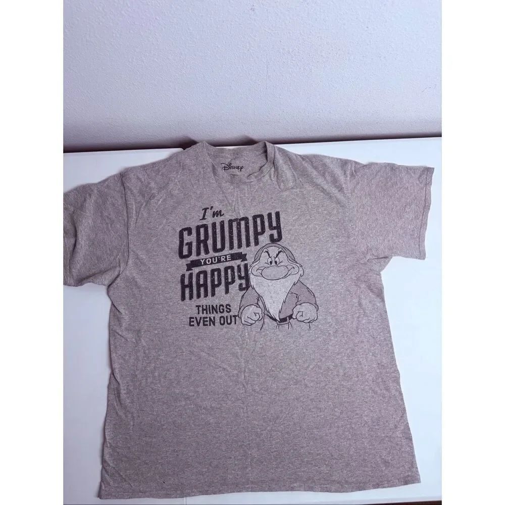 Disney Grumpy Graphic T Shirt I’m Grumpy You’re Happy Mens XL Gray Tee